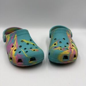 Crocs Kids Classic Clog Tie Dye Multicolor Blue Pink Yellow Size C13